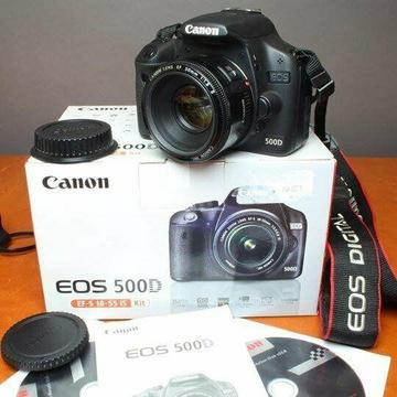 Canon 500d camera with Canon 50mm f1.8 lens 