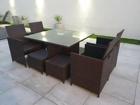 Stylish All Weather Rattan Wicker Patio Suite, 9pc Garden Set in Spotless Condition, 082 624 5168 