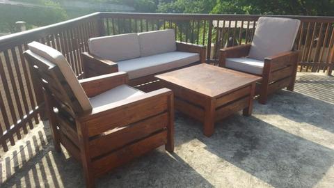Solid wood patio lounge set  