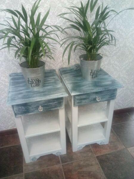 Beautiful solid wood painted bedside tables 