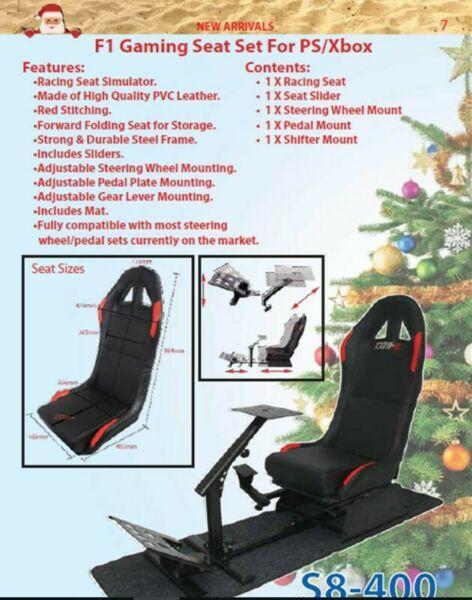 F1 GAMING RACING SEAT SIMULATOR WITH STEERING, SHIFTING, PEDAL MOUNTS - R200 COURIER IN SA -LAST ONE 