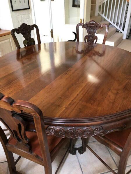 Ball and claw dining room table, chairs and server 