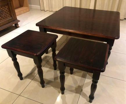 Solid Oak table and side tables for sale 