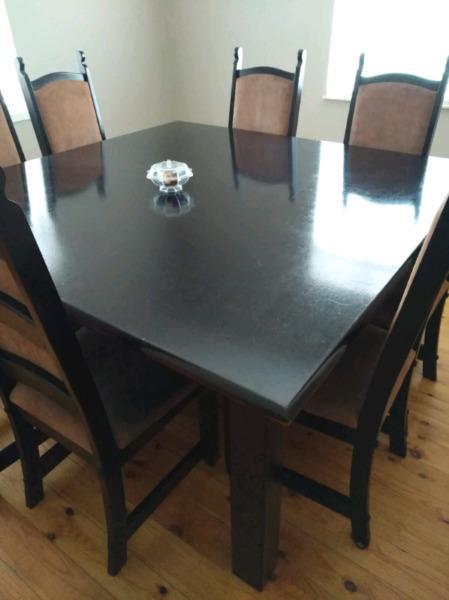 Dining room table. Solid saligna. 1.5m*1.5m. Dark stained.  