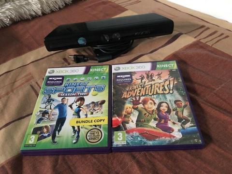 XBOX 360 Kinect + 2 games for sale  