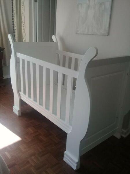Large White Sleigh Cot 
