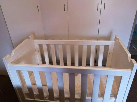 White Solid Wooden Cot 
