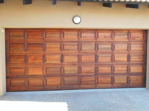 Single and double meranti garage doors in Roodepoort 