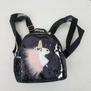 Sequin MINI Backpack with Fluffy Unicorn 
