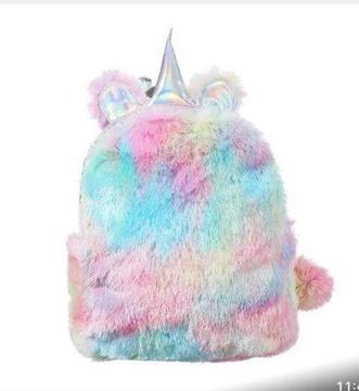 Fluffy rainbow unicorn bag 