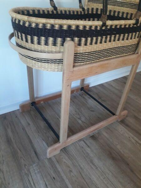 Bespoke oak baby moses basket stand 