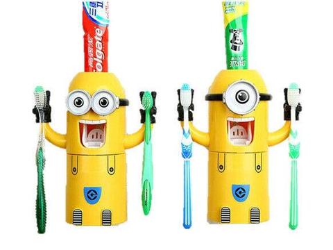 Minions Automatic Toothpaste Dispenser + 2 Toothbrush Holder Set 