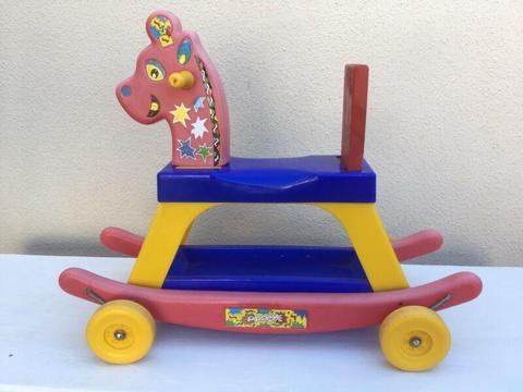 Rocking horse with wheels 