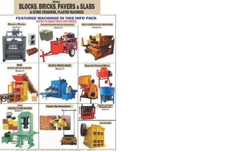 Blocks , Bricks , Pavers , Slabs ,Stone crushers , Plaster Machines ( less 10 % till end November ) 