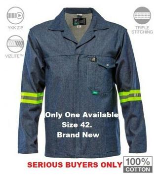 Denim Tri-Reflect Safety Work Jacket by Bova. Brand New. High Quality. Size 42 (Only One Available) 