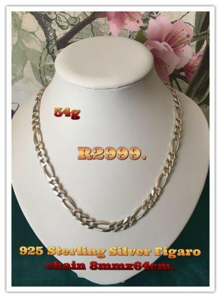 Sterling Silver 925 men’s Thick Figaro Neck chain. 