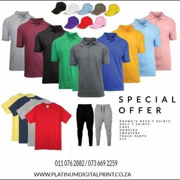 Embroidery Services, Plain golf T shirts, hoodies, caps and beanies call 0110762882 