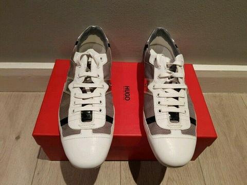 Hugo Boss Sneakers ( White \Grey\Silver). Size 9. Pristine Condition. *RARE 