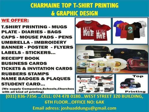 CHARMAINE TOP T-SHIRT PRINTING AT A LOW PRICE FROM R 35 CELL+27744780180 