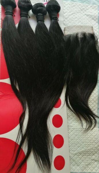 20 INCHES GRADE 10A BRAZILLIAN HUMAN HAIR WEAVES WITH CLOSURE AVAILABLE 
