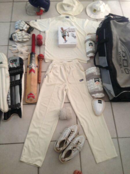 Cricket kit + bob woolmer's art and science of cricket book. 