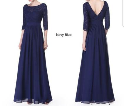 Navy long bridesmaid dress 