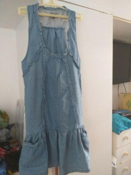 SLEEVELESS LIGHT DENIM DRESS FOR SALE 