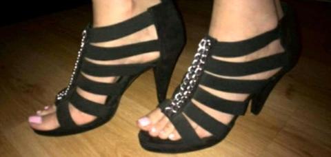 black chain heels  