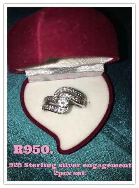 Engagement stone ring set sterling silver 925. 