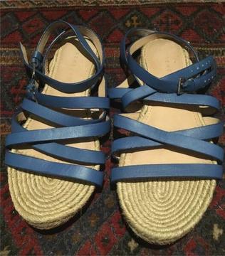 Blue leather Trenery sandals size 38 