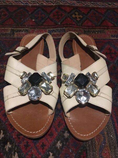 Embellished leather Country Road sandals Size 37 (fits like 38) 