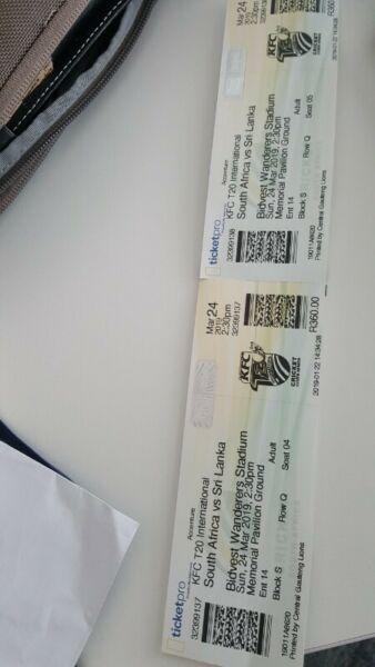 SA vs. Srik-Lanka T20 Cricket tickets (x3) 