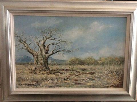 Oil painting by D. Holhtuysen 1986 Zimbabwe Landscape 
