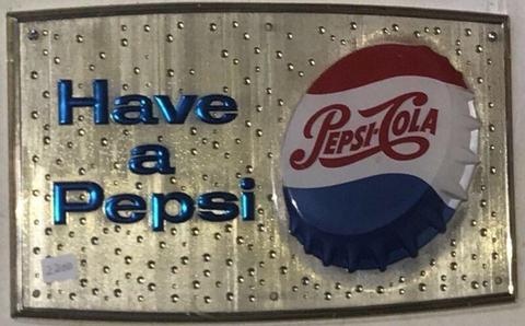 Vintage Hard Plastic Pepsi Cola Sign 