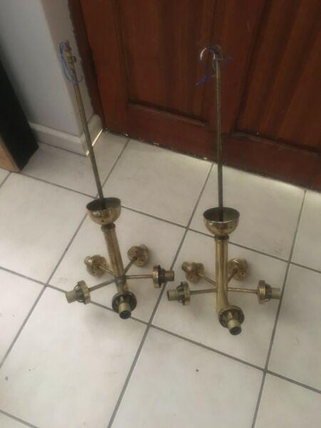 2 brass chandeliers 