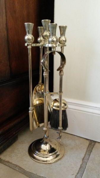 Scottish Thistle Fireplace Companion Tool Set - Brass 
