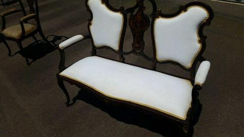 Antique Settee With Inlaid Design 