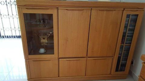 Solid American oak TV wall unit, excellent condition 