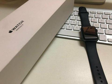 Apple Watch Series 3 42MM Space Gray Aluminum Case Black Sport Band 
