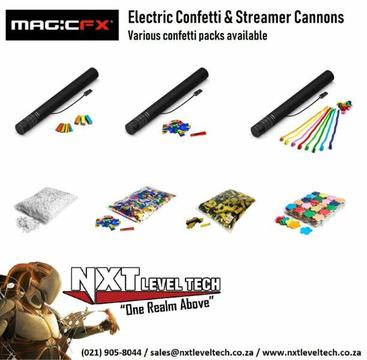 Magic FX Electric Confetti and Streamer Cannons with various pack options. 