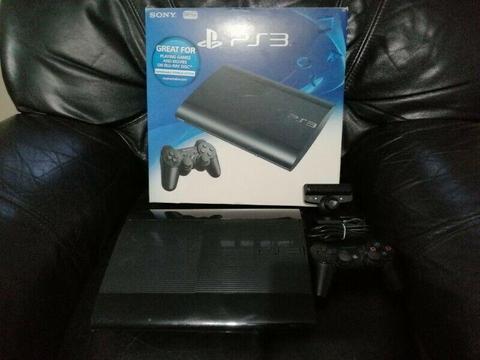 Ps3 12 gig Super Slim console, 1 controller, cables and a Playstation camera for sale. 