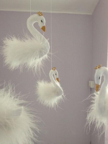 Swan baby mobile made to order 