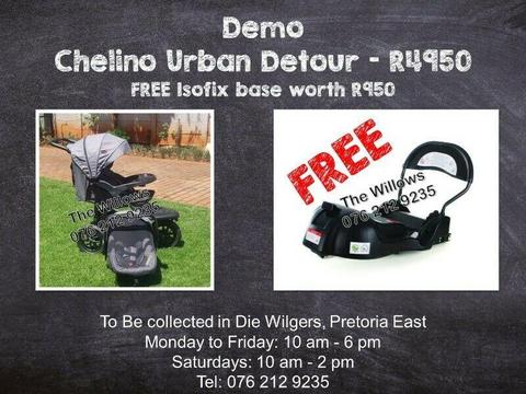 Demo Chelino Urban Detour FREE Isofix Base worth R950 