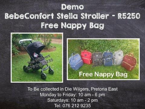 Demo BebeConfort Stella Stroller (Black) with FREE Nappy Bag 