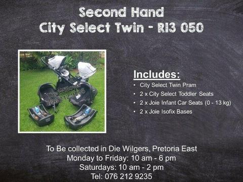 Second Hand City Select Twin Travel System with Joie Isofix Bases 