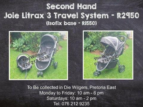 Second Hand Joie Litrax 3 Travel System (Isofix base - R1550) 