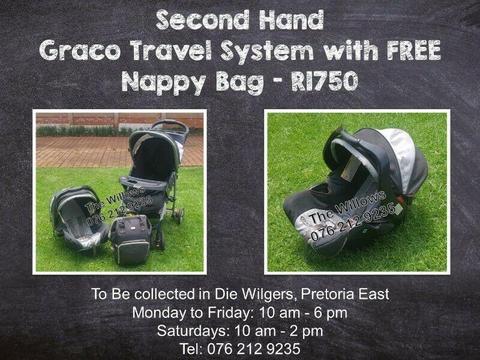 Second Hand Graco Travel System with FREE Nappy Bag 