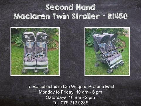 Second Hand Maclaren Twin Stroller 
