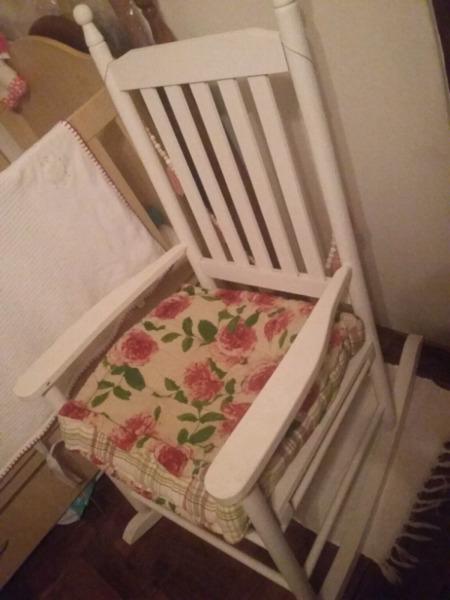 White wooden rocking chair 