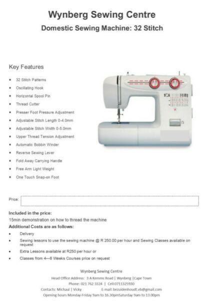 Brand new 32 stitch sewing machines on special @ wynberg sewing centre 